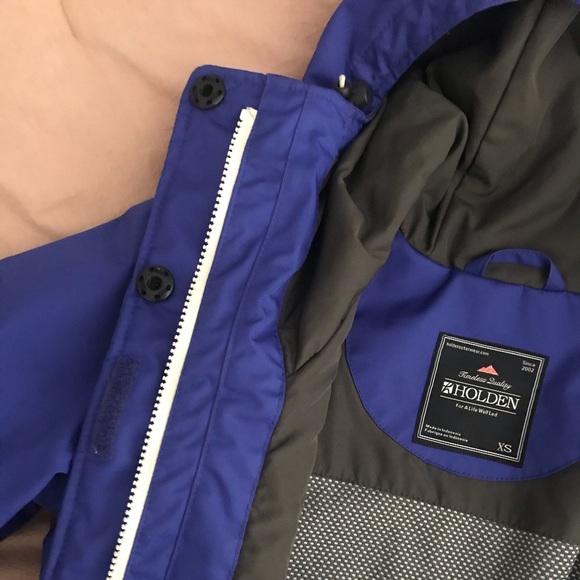 holden cobalt blue rain jacket w/ leather details - Picture 2 of 5
